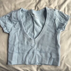 blue garage ribbed vneck top